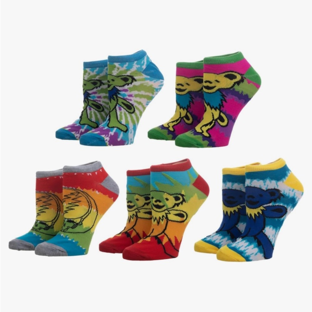 Colorful Grateful Dead 5 pack Print Ankle Socks Set